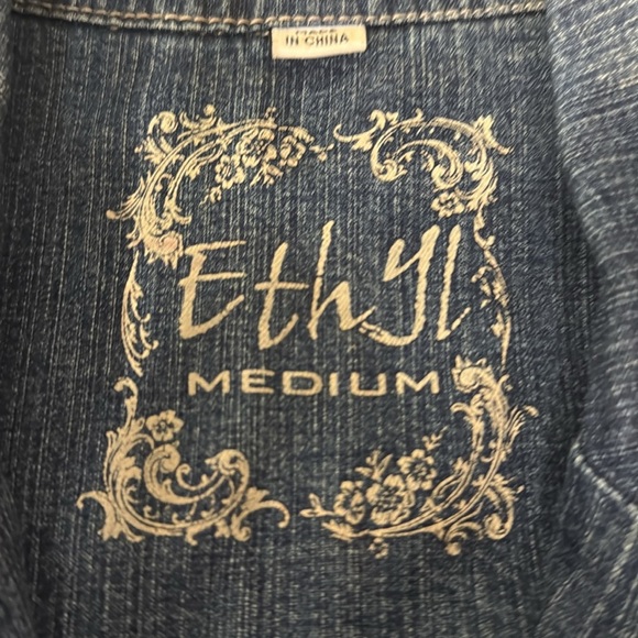 Vintage Y2K Ethyl Denim Longline A-Line Trendy 90s 00s Jacket Coat Size Medium - Picture 10 of 10